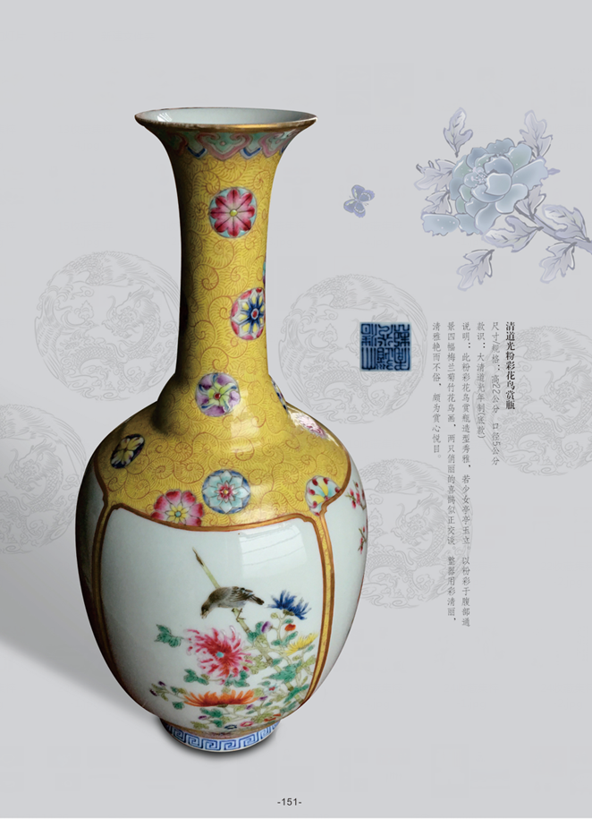 [606]（清）粉彩花鸟赏瓶