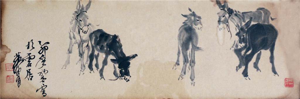 黄胄（1925-1997）  群驴  （带镜框)